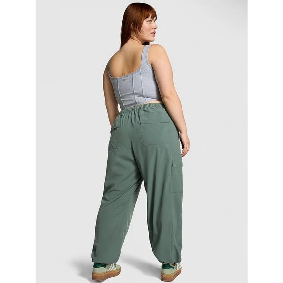 Victoria's Secret PINK Cargo Pants Women Size M Tech Stretch Relaxed Drawstring - Picture 1 of 12